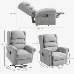 HOMCOM Power Lift Recliner Chair for Elderly with Remote Control in Grey - Size: 1 Pack - thumbnail 3