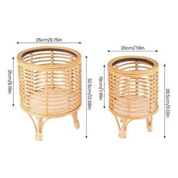 Kelvenix L Rattan Floor Planter Stand with Handle in Brown - thumbnail 2