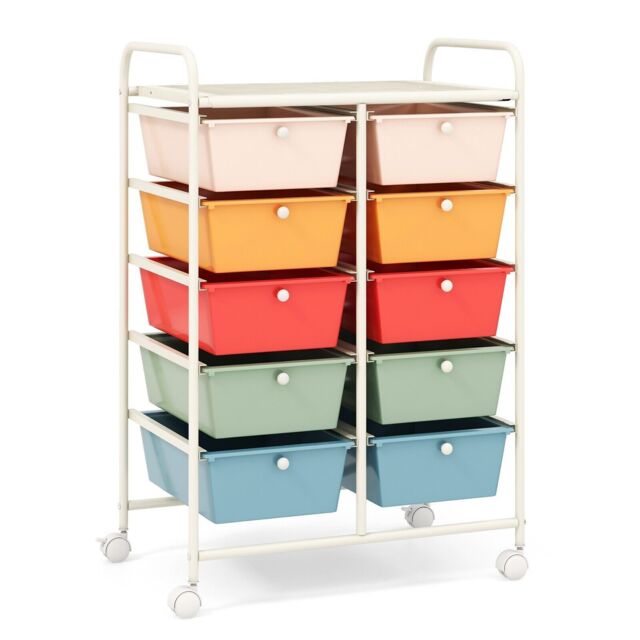 Costway 10 Drawers Storage Trolley Mobile Rolling Utility Cart Home Office Organizer in Green - image 1