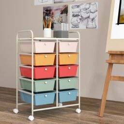 Costway 10 Drawers Storage Trolley Mobile Rolling Utility Cart Home Office Organizer in Green - thumbnail 4