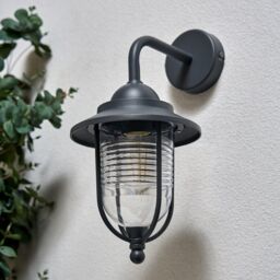 CGC Lighting Ayana Antique Charcoal Curved Fishermans Outdoor Wall Light in Dark Grey
