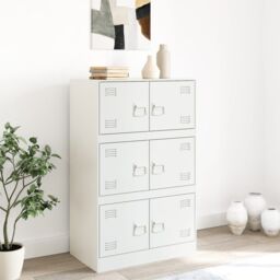 Berkfield Home Sideboard White 67x39x107 cm Steel - Size: 67 x 39 x 107 cm - thumbnail 3