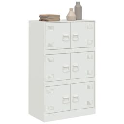 Berkfield Home Sideboard White 67x39x107 cm Steel - Size: 67 x 39 x 107 cm - thumbnail 5