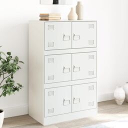 Berkfield Home Sideboard White 67x39x107 cm Steel - Size: 67 x 39 x 107 cm - thumbnail 1