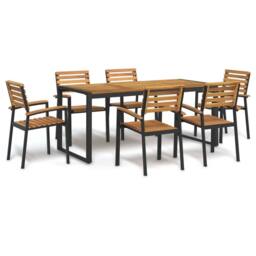Berkfield Home 7 Piece Garden Dining Set Solid Wood Acacia & Metal in Brown - thumbnail 1