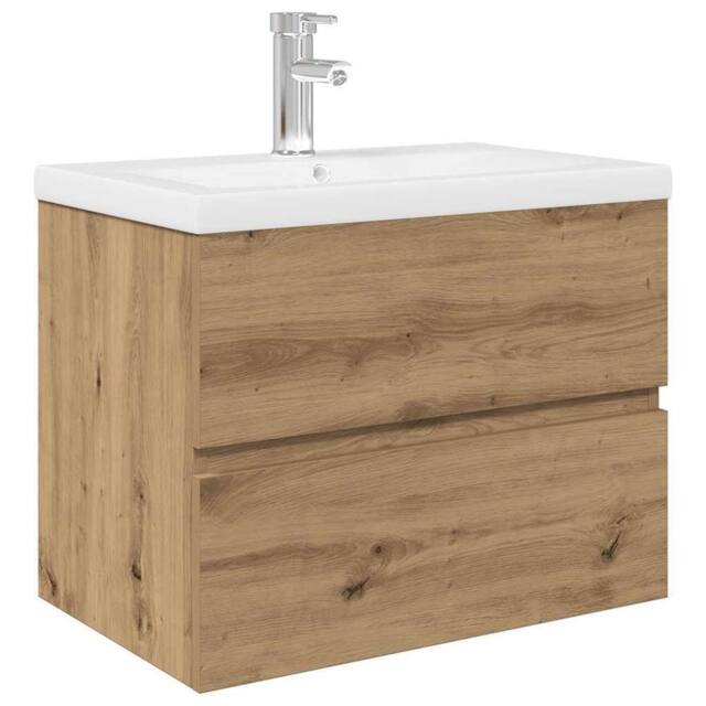 Berkfield Home Sink Cabinet with Built-in Basin & Faucet Artisan Oak in Brown - image 1