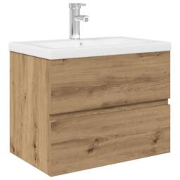 Berkfield Home Sink Cabinet with Built-in Basin & Faucet Artisan Oak in Brown - thumbnail 1