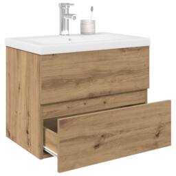 Berkfield Home Sink Cabinet with Built-in Basin & Faucet Artisan Oak in Brown - thumbnail 2
