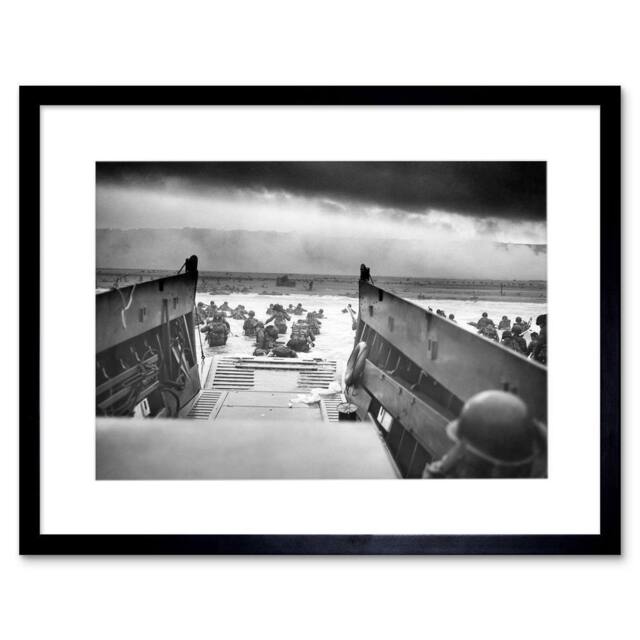 "Artery8 War Military History D Day Landing Normandy Jaws Death Framed Art in Grey - Size: W12"" x H16""" - image 1