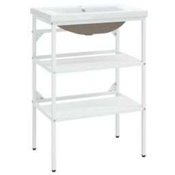 Berkfield Home Bathroom Washbasin Frame with Built-in Basin White Iron - thumbnail 2