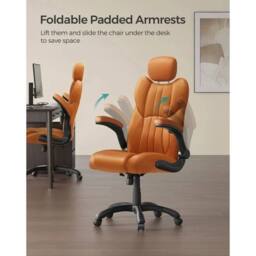 VOGREX Leather Ergonomic Gaming Chair, Height & Tilt Adjustable in Tan - thumbnail 5