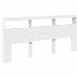 Berkfield Home Headboard Cabinet with LED White 220x17x102 cm - Size: 220 x 17 x 102 cm - thumbnail 3