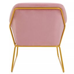 Orsina Functional Velvet Bushed Gold ArmChair, Cozy Desk Chair Velvet, Easy to Clean in Pink - thumbnail 4