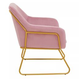 Orsina Functional Velvet Bushed Gold ArmChair, Cozy Desk Chair Velvet, Easy to Clean in Pink - thumbnail 3