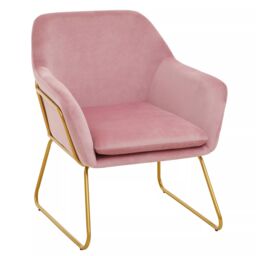 Orsina Functional Velvet Bushed Gold ArmChair, Cozy Desk Chair Velvet, Easy to Clean in Pink - thumbnail 2