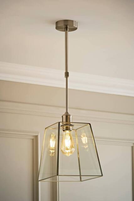 ValueLights Susie Glass Lantern Lamp Shade Adjustable Drop Pendant Ceiling Light in Silver - image 1