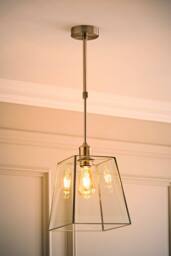 ValueLights Susie Glass Lantern Lamp Shade Adjustable Drop Pendant Ceiling Light in Silver - thumbnail 2
