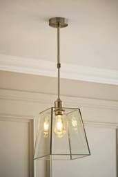 ValueLights Susie Glass Lantern Lamp Shade Adjustable Drop Pendant Ceiling Light in Silver - thumbnail 1