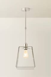 ValueLights Susie Glass Lantern Lamp Shade Adjustable Drop Pendant Ceiling Light in Silver - thumbnail 3