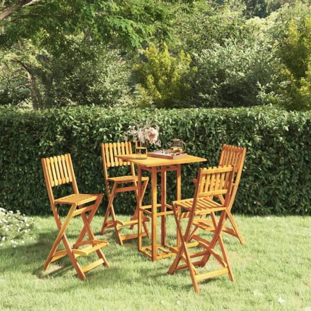 Berkfield Home 5 Piece Outdoor Bar Set Solid Wood Acacia in Brown - image 1