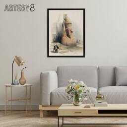 "Artery8 Luxor Temple Ramses II Statue D. Roberts Framed Canvas Wall Art in Beige - Size: W12"" x H16""" - thumbnail 3