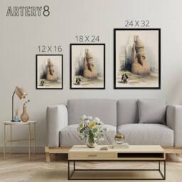 "Artery8 Luxor Temple Ramses II Statue D. Roberts Framed Canvas Wall Art in Beige - Size: W12"" x H16""" - thumbnail 4