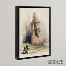 "Artery8 Luxor Temple Ramses II Statue D. Roberts Framed Canvas Wall Art in Beige - Size: W12"" x H16""" - thumbnail 2