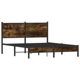 Berkfield Home Metal Bed Frame without Mattress Smoked Oak 150x200 cm King Size in Brown - thumbnail 3