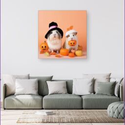 Warren Reed - Designer Trick Or Treating Guinea Pigs Canvas - Size: w40 inch x h40 inch - thumbnail 1