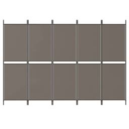 Berkfield Home 5-Panel Room Divider Anthracite 250x180 cm Fabric in Black - thumbnail 3