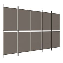 Berkfield Home 5-Panel Room Divider Anthracite 250x180 cm Fabric in Black - thumbnail 2