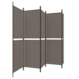 Berkfield Home 5-Panel Room Divider Anthracite 250x180 cm Fabric in Black - thumbnail 4