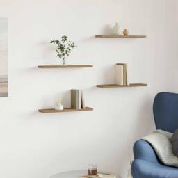 Berkfield Home Wall Shelves 4 pcs Artisan Oak 40x10x1.5 cm Engineered Wood in Brown - thumbnail 2