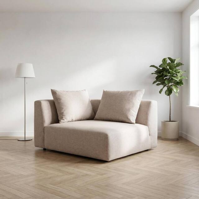 Abakus Direct Tokyo Right Corner Seat Brushed Tweed Fabric with Deep Seat in Cream - image 1