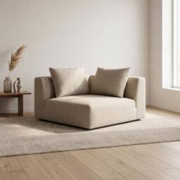 Abakus Direct Tokyo Right Corner Seat Brushed Tweed Fabric with Deep Seat in Cream - thumbnail 4