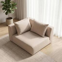Abakus Direct Tokyo Right Corner Seat Brushed Tweed Fabric with Deep Seat in Cream - thumbnail 2