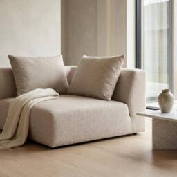 Abakus Direct Tokyo Right Corner Seat Brushed Tweed Fabric with Deep Seat in Cream - thumbnail 3