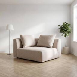 Abakus Direct Tokyo Right Corner Seat Brushed Tweed Fabric with Deep Seat in Cream