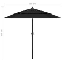 Berkfield Home 3-Tier Parasol with Aluminium Pole Black 2.5 m - thumbnail 8