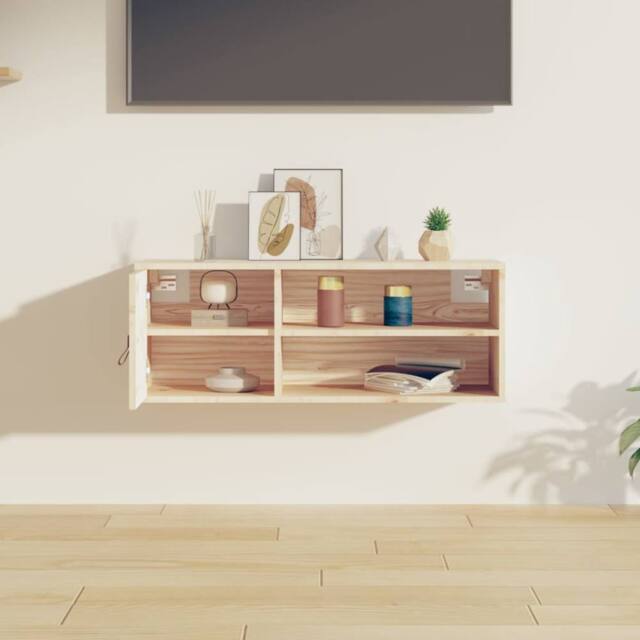 Berkfield Home Wall Cabinet 80x30x30 cm Solid Wood Pine in Light Tan - Size: 80 x 30 x 30 cm - image 1