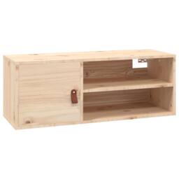 Berkfield Home Wall Cabinet 80x30x30 cm Solid Wood Pine in Light Tan - Size: 80 x 30 x 30 cm - thumbnail 3