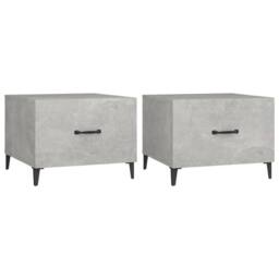 Berkfield Home Decorative Coffee Table with Metal Legs 2 pcs Concrete Grey 50x50 - thumbnail 3