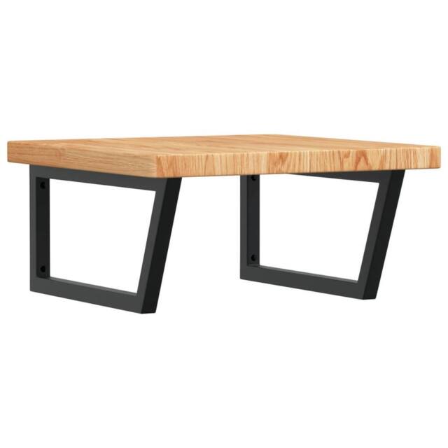 Berkfield Home Basin Shelf Wall Mounted Steel & Solid Wood Oak in Brown - image 1