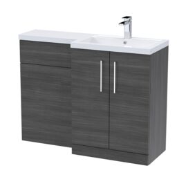 Balterley Right Hand Floor Standing Bathroom Vanity Basin & WC Unit in Grey - thumbnail 1