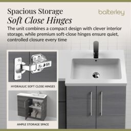 Balterley Right Hand Floor Standing Bathroom Vanity Basin & WC Unit in Grey - thumbnail 4
