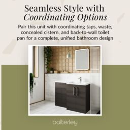 Balterley Right Hand Floor Standing Bathroom Vanity Basin & WC Unit in Grey - thumbnail 7