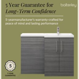 Balterley Right Hand Floor Standing Bathroom Vanity Basin & WC Unit in Grey - thumbnail 6