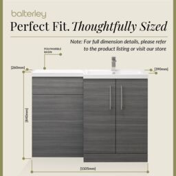 Balterley Right Hand Floor Standing Bathroom Vanity Basin & WC Unit in Grey - thumbnail 5