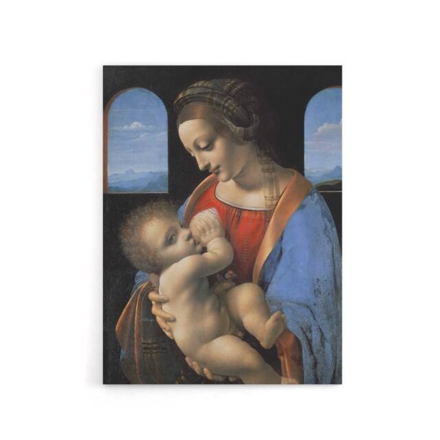 "Artery8 Madonna Litta Virgin Mary da Vinci Vintage Canvas Wall Art in Blue - Size: W18"" x H24""" - image 1