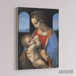 "Artery8 Madonna Litta Virgin Mary da Vinci Vintage Canvas Wall Art in Blue - Size: W18"" x H24""" - thumbnail 2